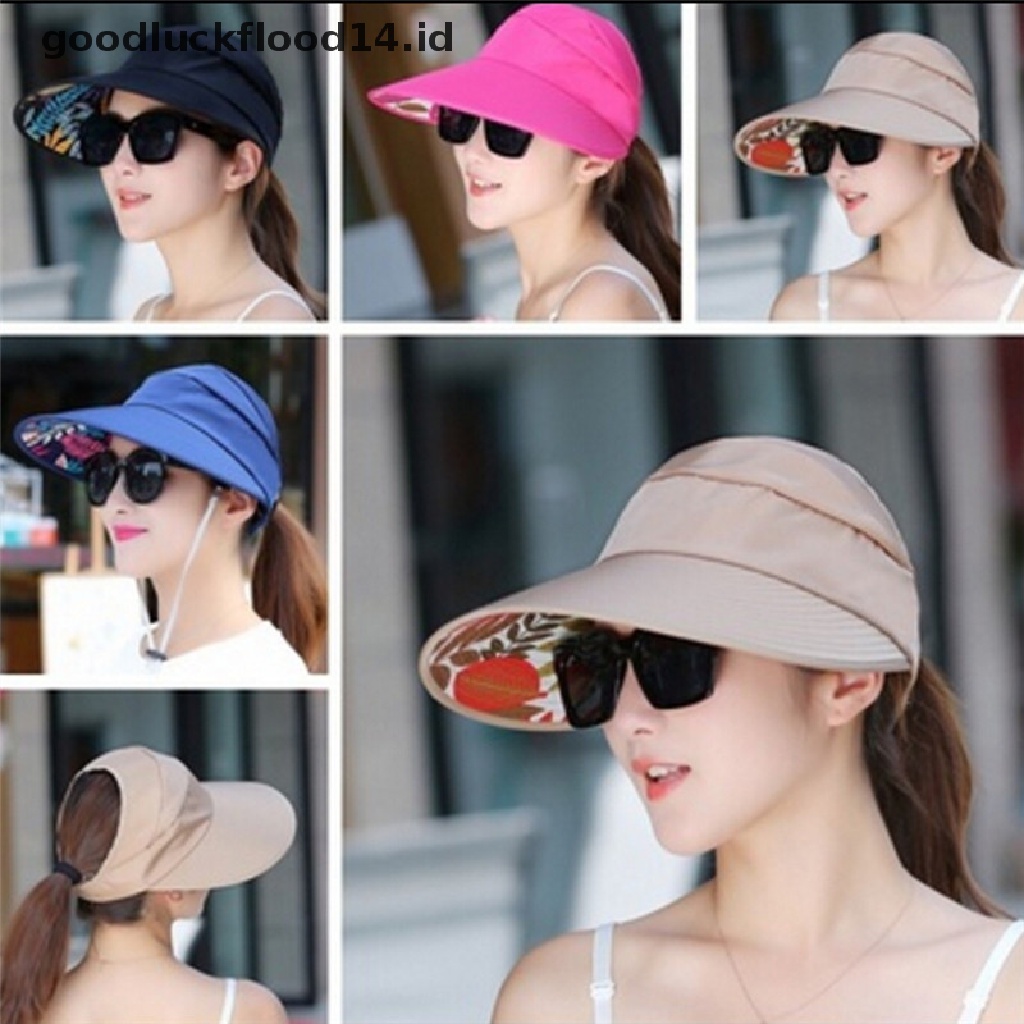 [OOID] UV Protect Sun Hat Foldable Large Brim Visor Cap Beach Sun Hat Outdoor Fashion  ID