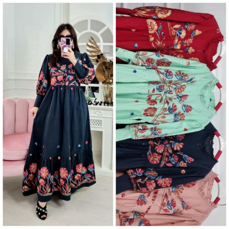 MeijieWang Gamis Lesti Bordir | Dress Lesti