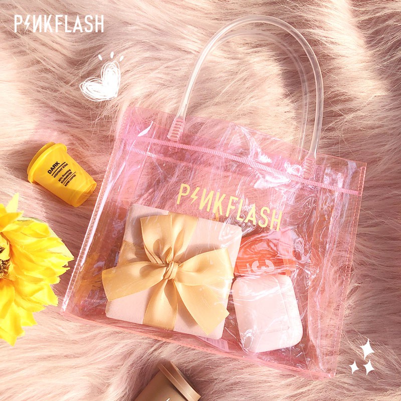 PINKFLASH PVC PINK Handbag  Gift bag Waterproof PVC Travel pouch Cosmetic pouch transparent bag