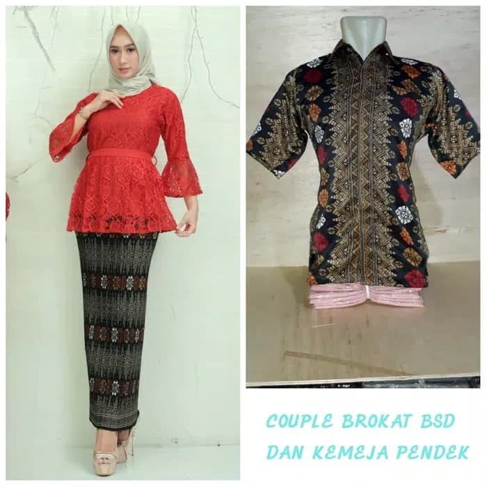 kebaya brokat talita couple rok dan baju batik toraja hitam / couple modern