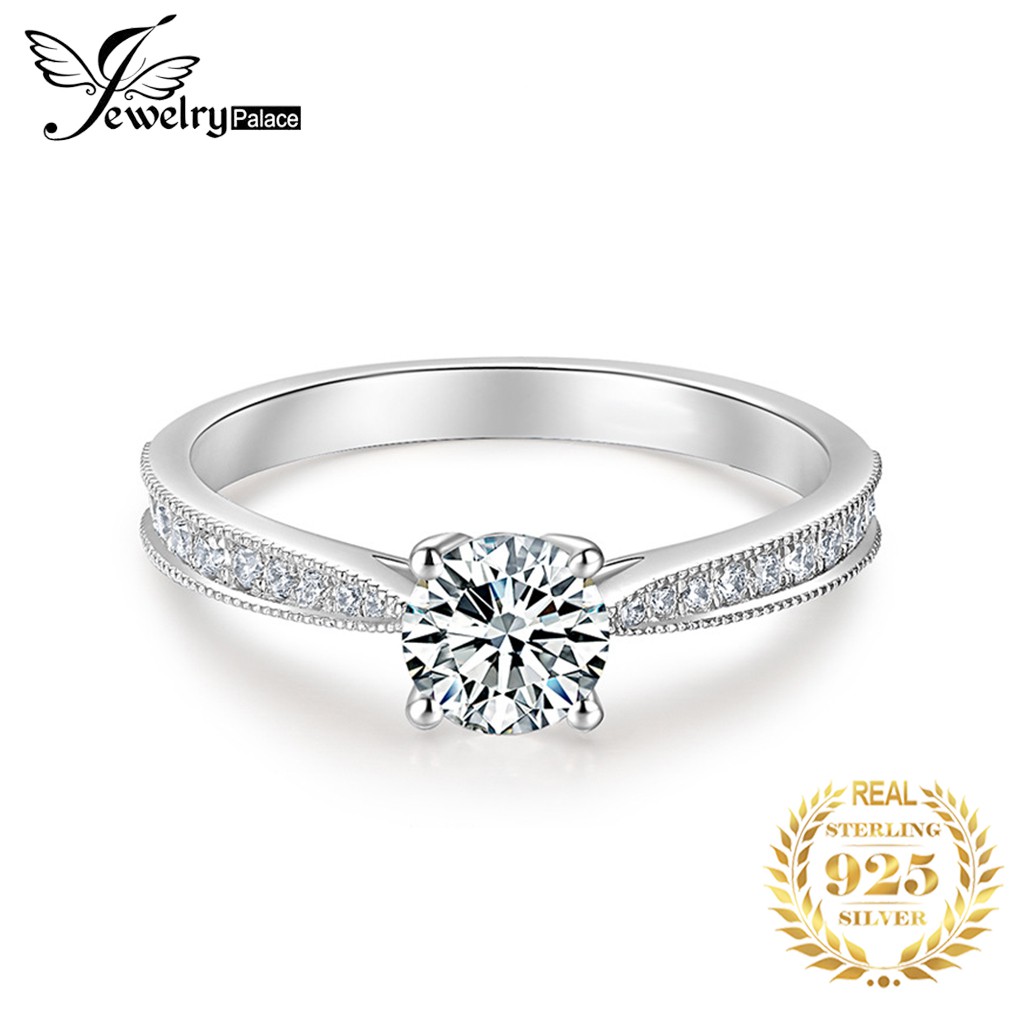 925 cincin perak murni wanita klasik empat cabang 1 karat pt950 mossang berlian pernikahan fashion perhiasan