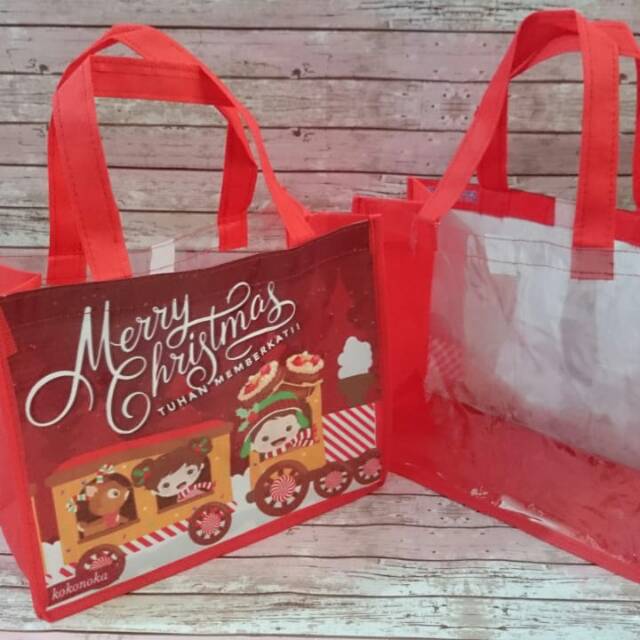 

Tas souvenir natal kombinasi mika custom