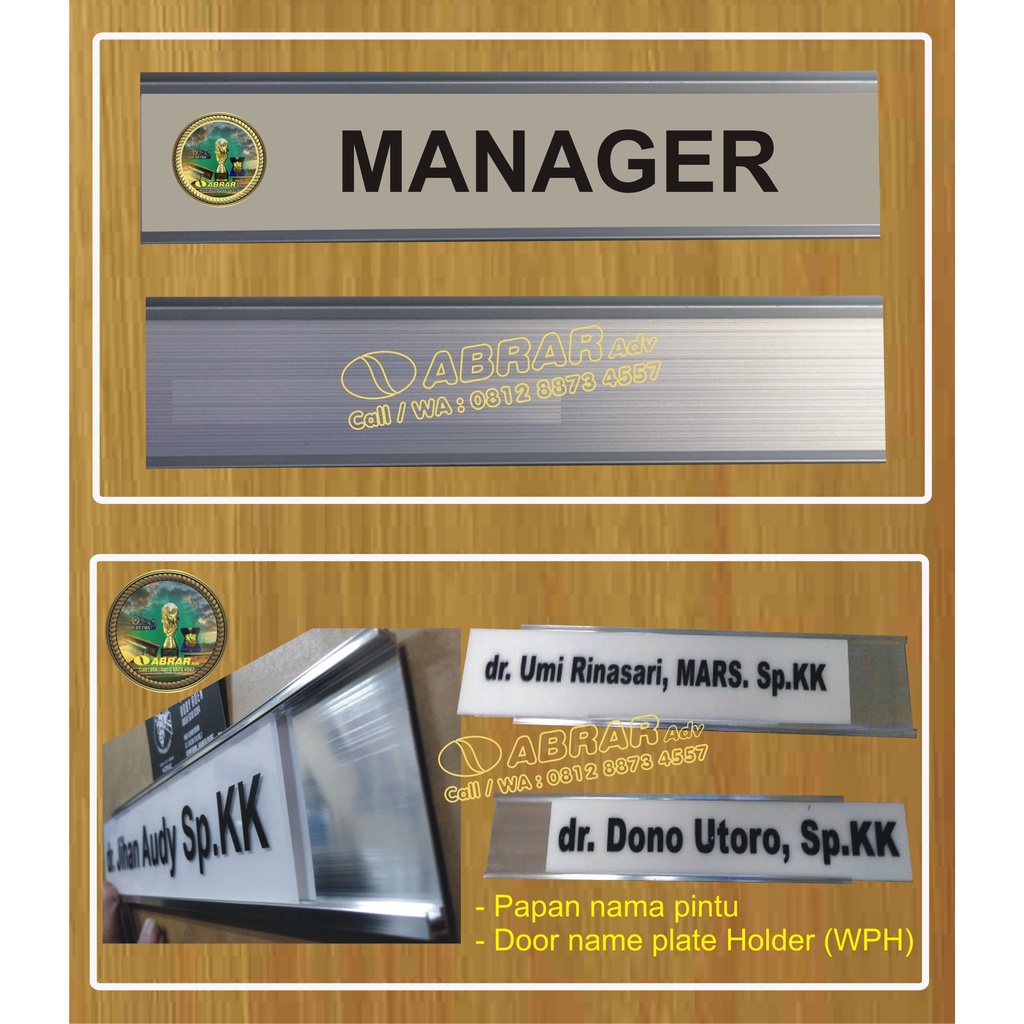 

Papan nama pintu - Wall plate Holder (WPH30X8cm)