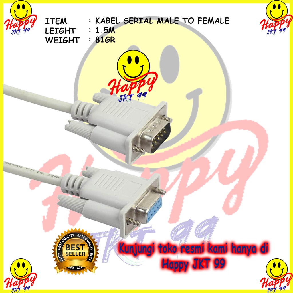 [ HAPPY JKT 99 ] KABEL SERIAL RS232 MALE TO FEMALE 1.5M 1.5 M METER ORIGINAL