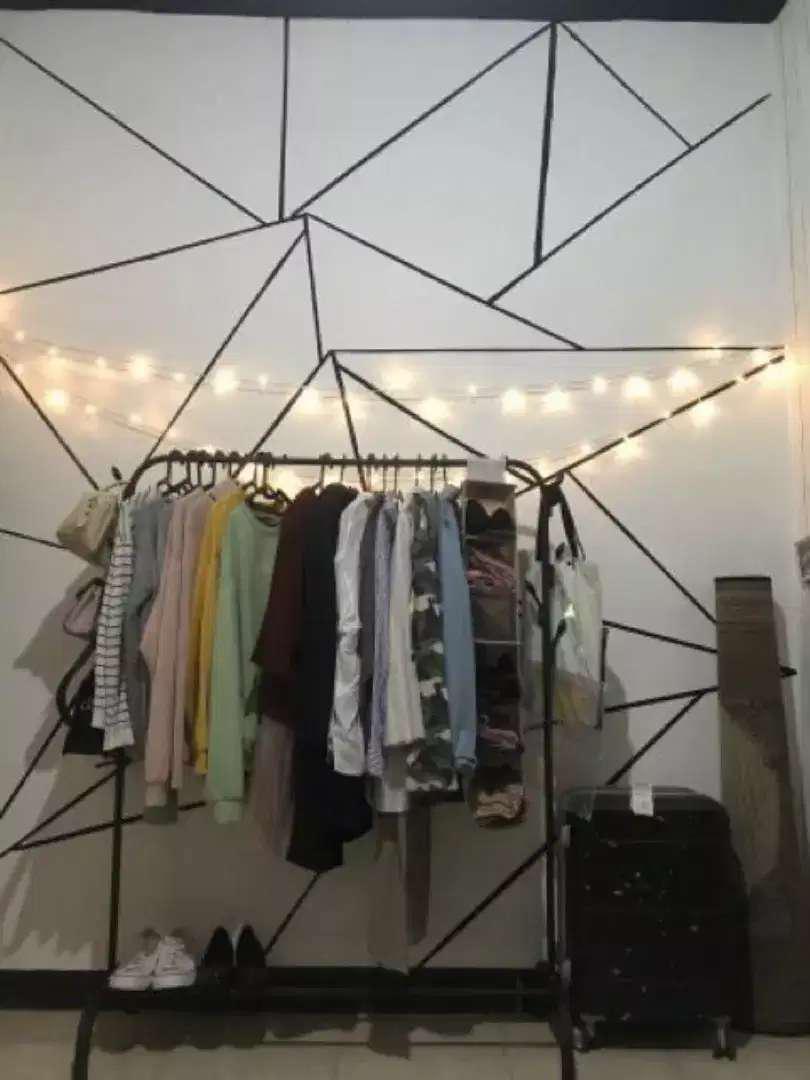 Windproof Clothes Stand Hanger Gantungan Baju Single - Dengan Gantungan Topi Qj 426