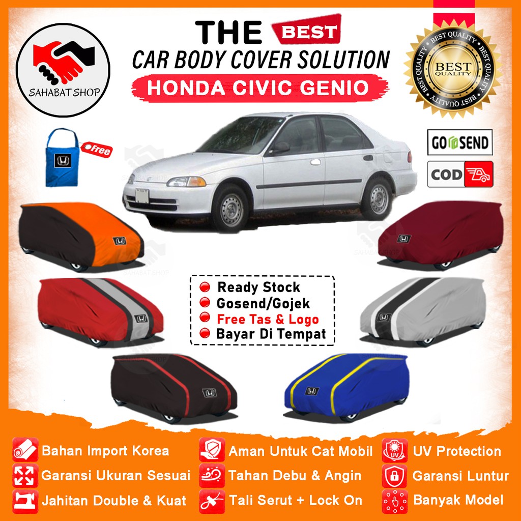 Sahabat Body Cover Mobil Civic / Sarung Penutup Honda Civic Genio Outdoor / Mantel Selimut Tutup Kerudung Jas Mantol Pelindung Pembungkus Terpal Kelambu Kerodong Tutupan Bungkus Mobil Sedan Civic Genio Waterproof Anti Air Model Orange