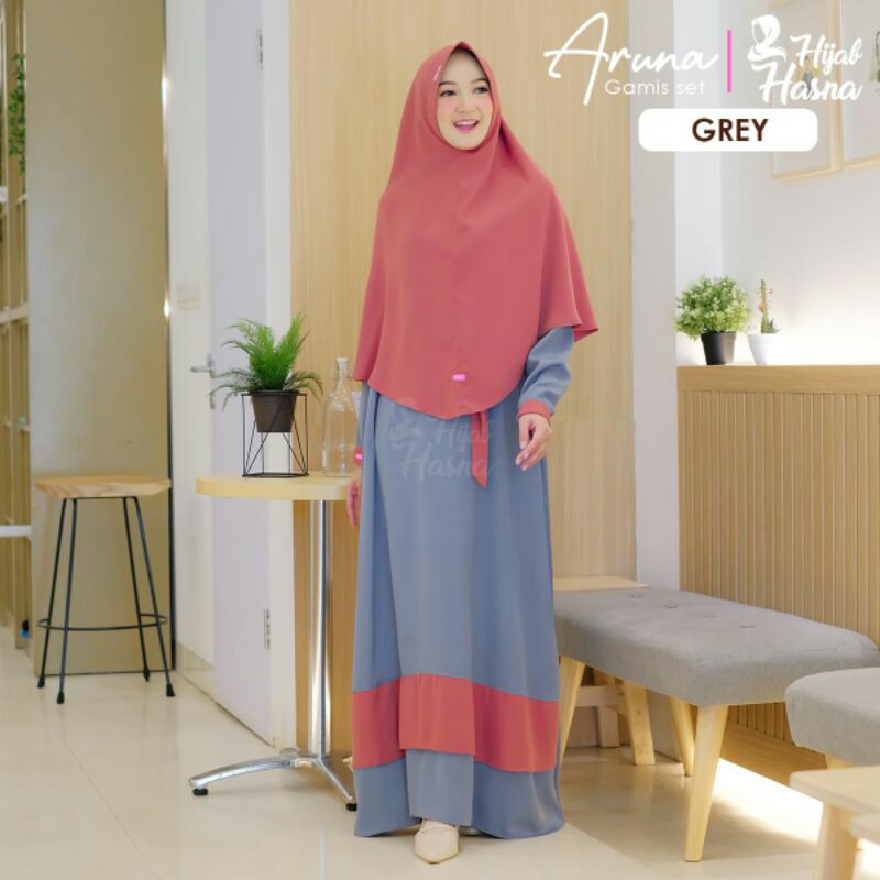 GAMIS SET ARUNA BY HASNA HIJAB AB COLLECTION GROSIR