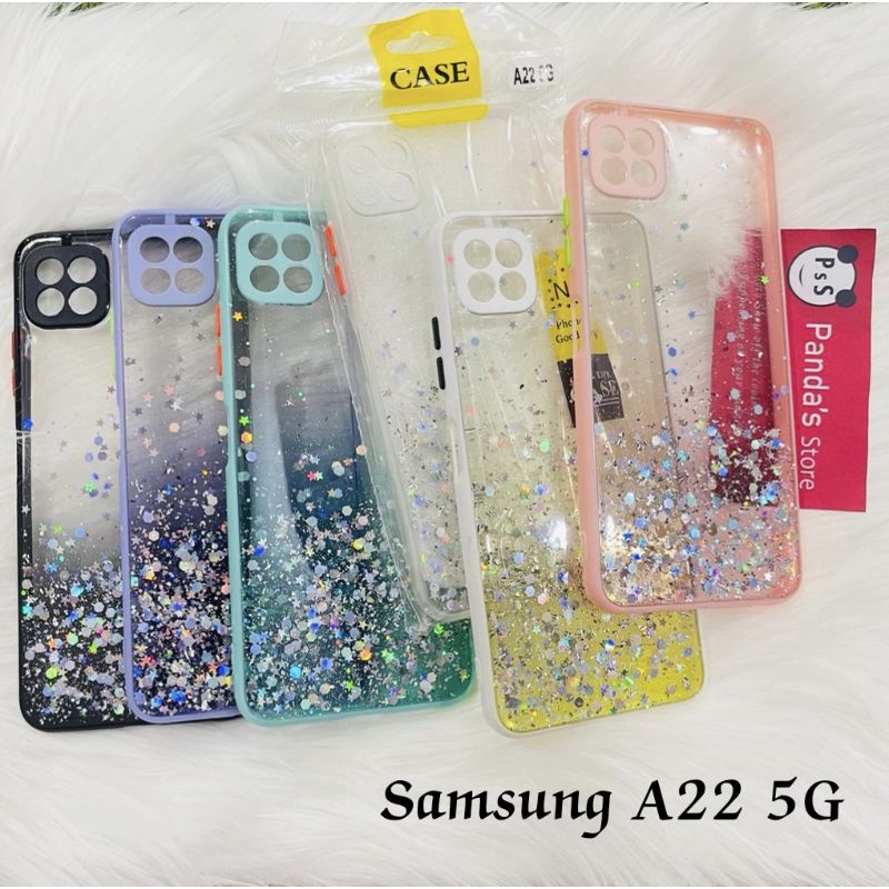 Glitter Case Samsung A22 5G Funny Color Dengan Pelindung Kamera (PsS)