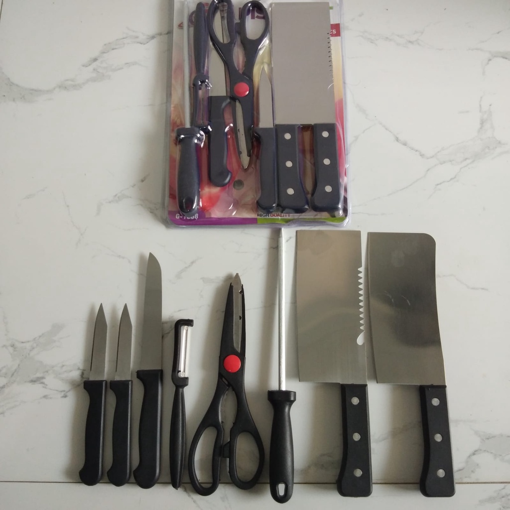 PISAU SET 8PCS GSF G-1068 / PISAU DAPUR SET ISI 8 PCS KITCHEN KNIFE SET GSF / SET PISAU DAPUR ISI 8 PCS STAINLESS ANTI KARAT GSF 1068 / GSF G 1068 / GSF G-1068