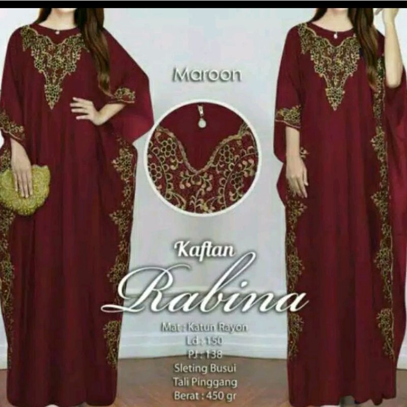 Gamis kaftan bahan rayon katun jumbo