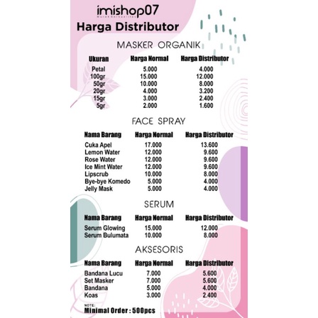 

price list + cetak a3