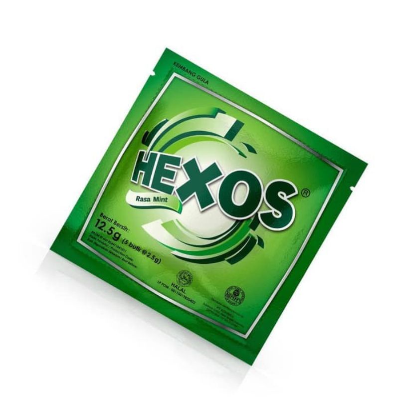 Perment HEXOS Rasa Mint Sachet 12.5gr (1 Bungkus)