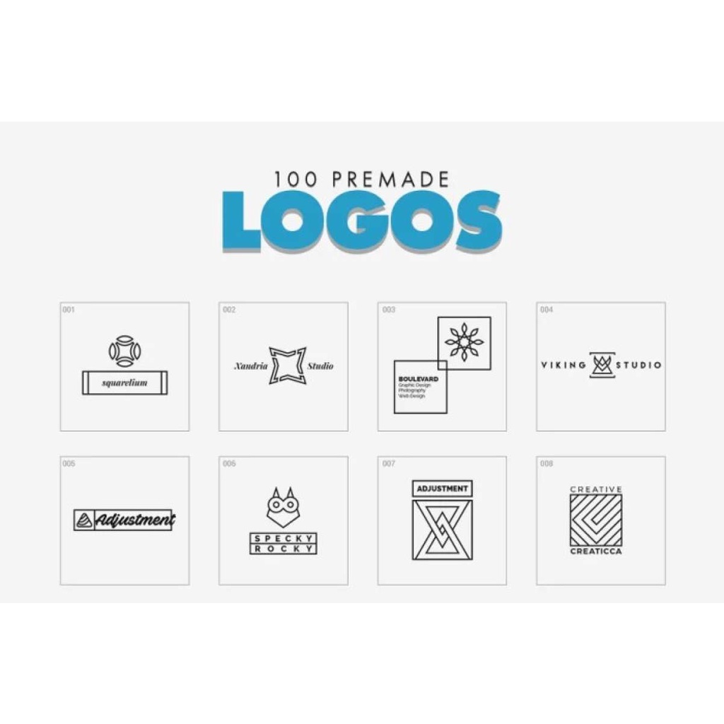 Minimal Geometric Logo Marks Set - Photoshop &amp; Illustrator