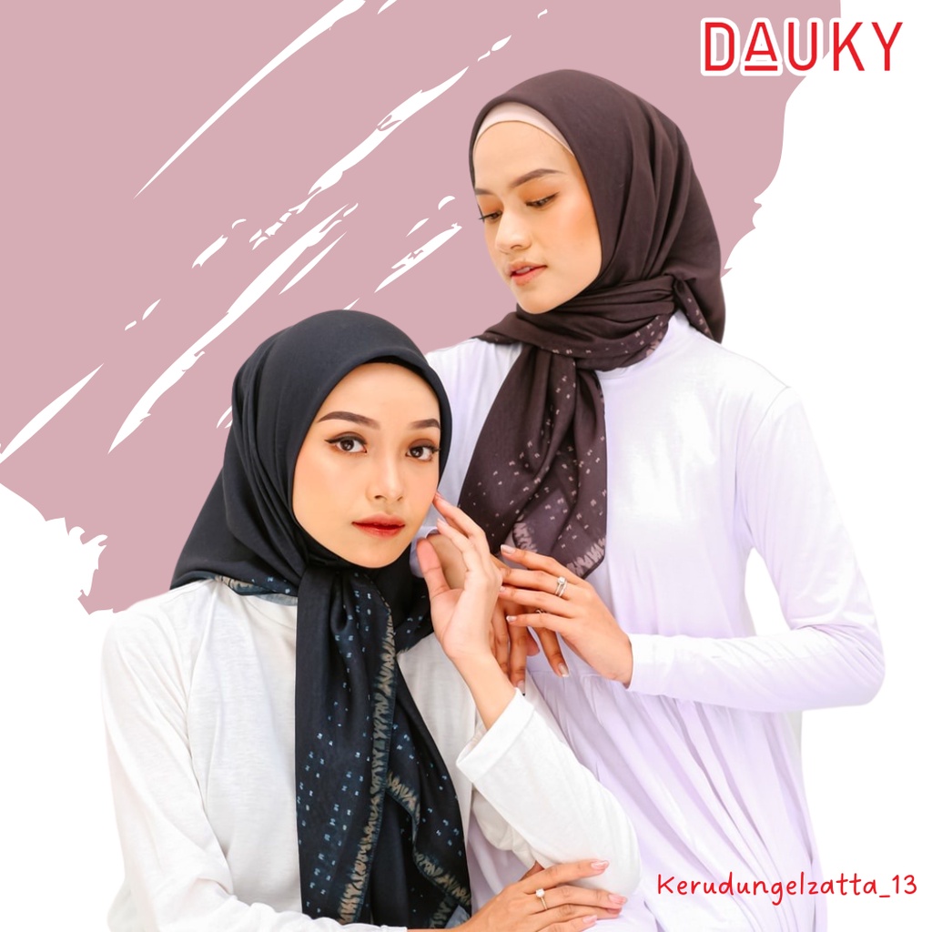 DAUKY HIJAB KERUDUNG SEGI EMPAT TERBARU CELUP IKAT SCARF DAUKY BAHAN VOAL