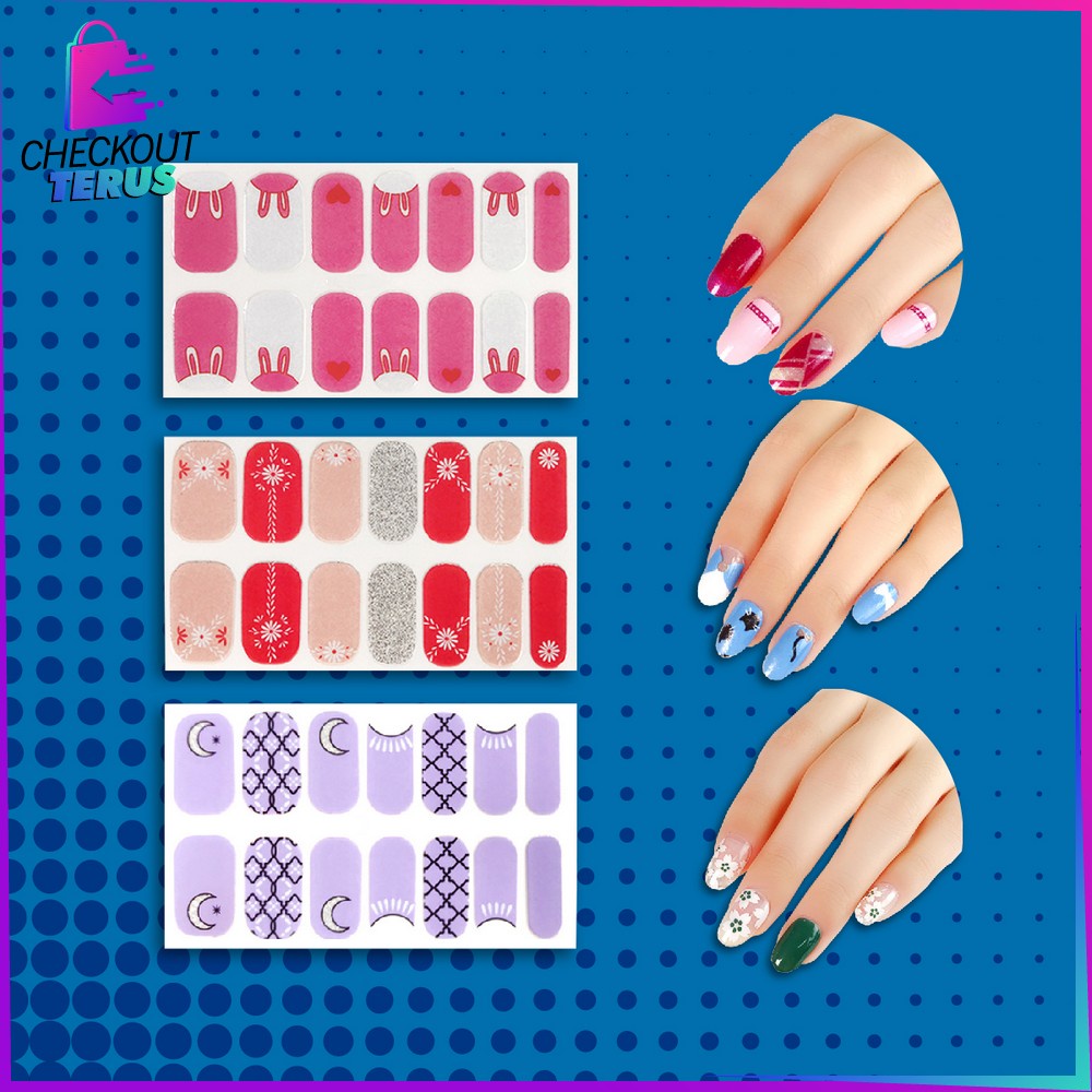 CT K54 Stiker Kuku Wanita Korea Waterproof Sticker Kuku Fashion Wanita Anti Air Nail Art Sticker Cantik