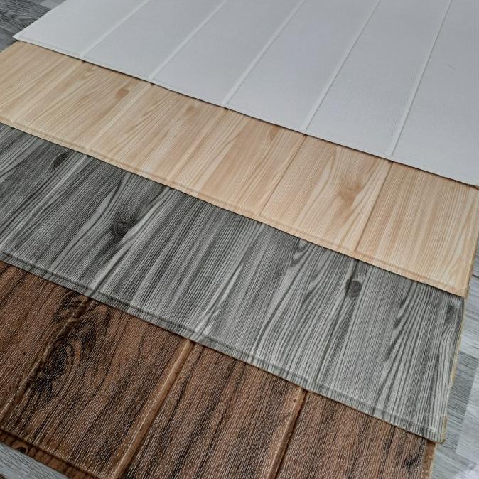 Wallpaper Dimding 3d Foam Motif Kayu Abu 70x70 cm Dekorasi Dinding
