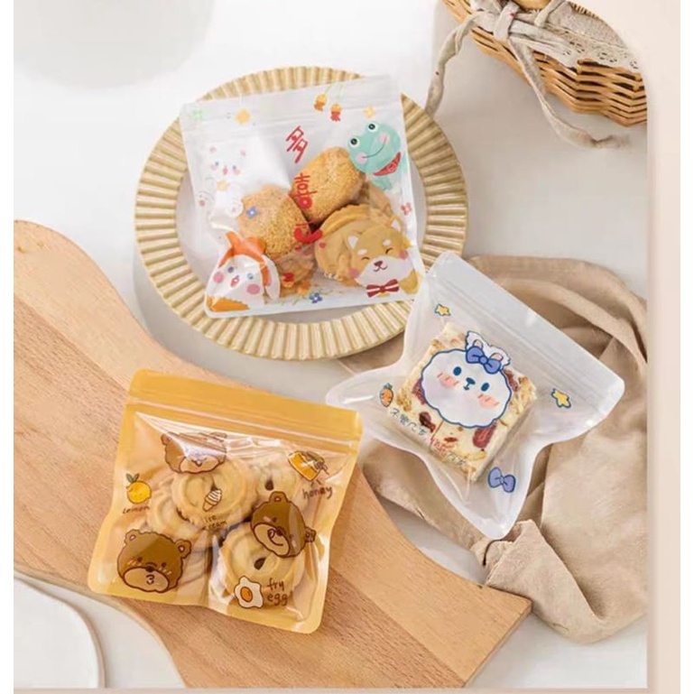 ZIPLOCK BAG COOKIES LUCU ZIPPER BAG MAKANAN IMUT KAWAII 13X13