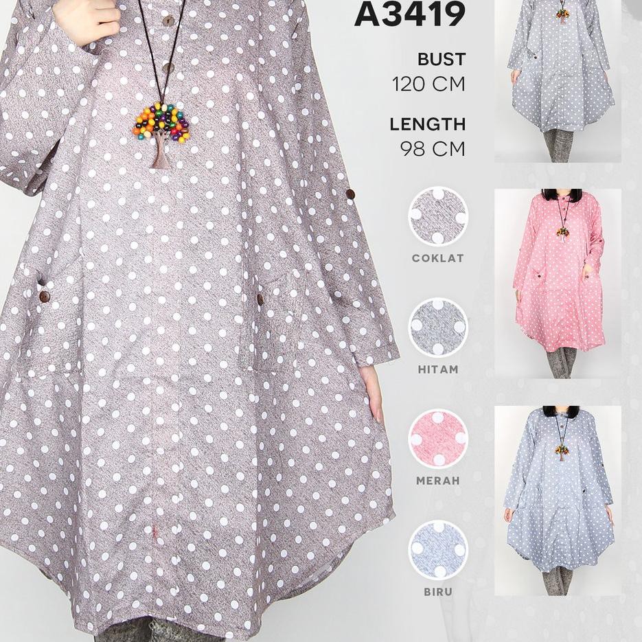 »» Spesial order  YIU Maliju Tunik Jumbo Polkadot Katun - A3419 ✅
