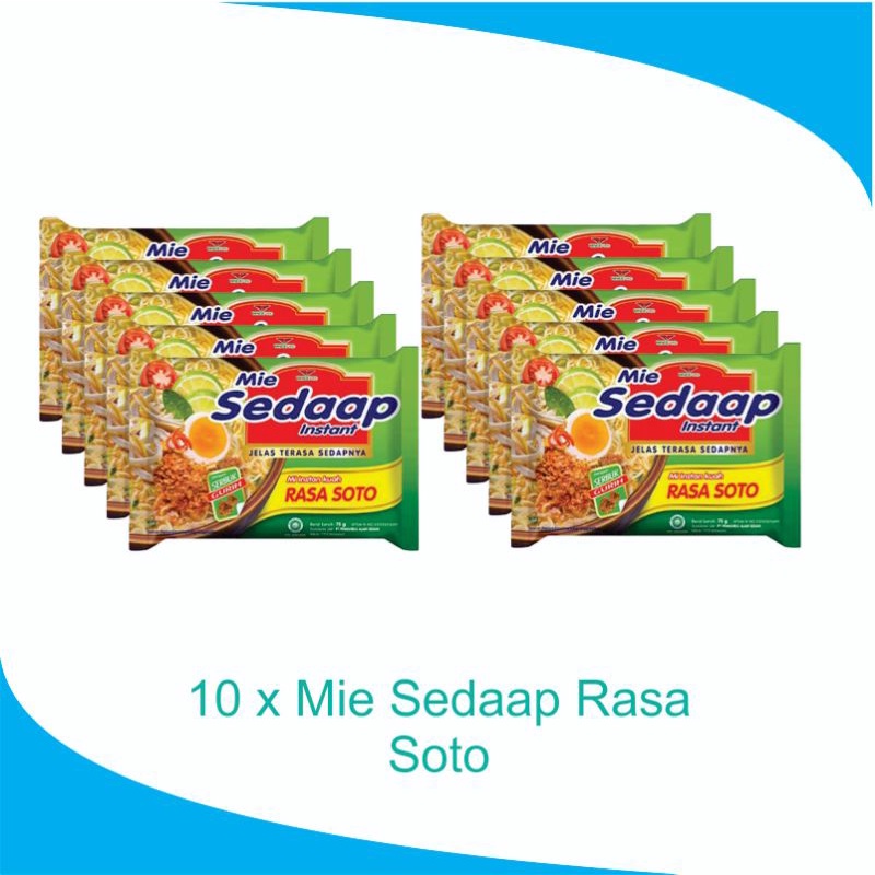 

Mie Sedaap Rasa Soto 75 gr x 10 bungkus