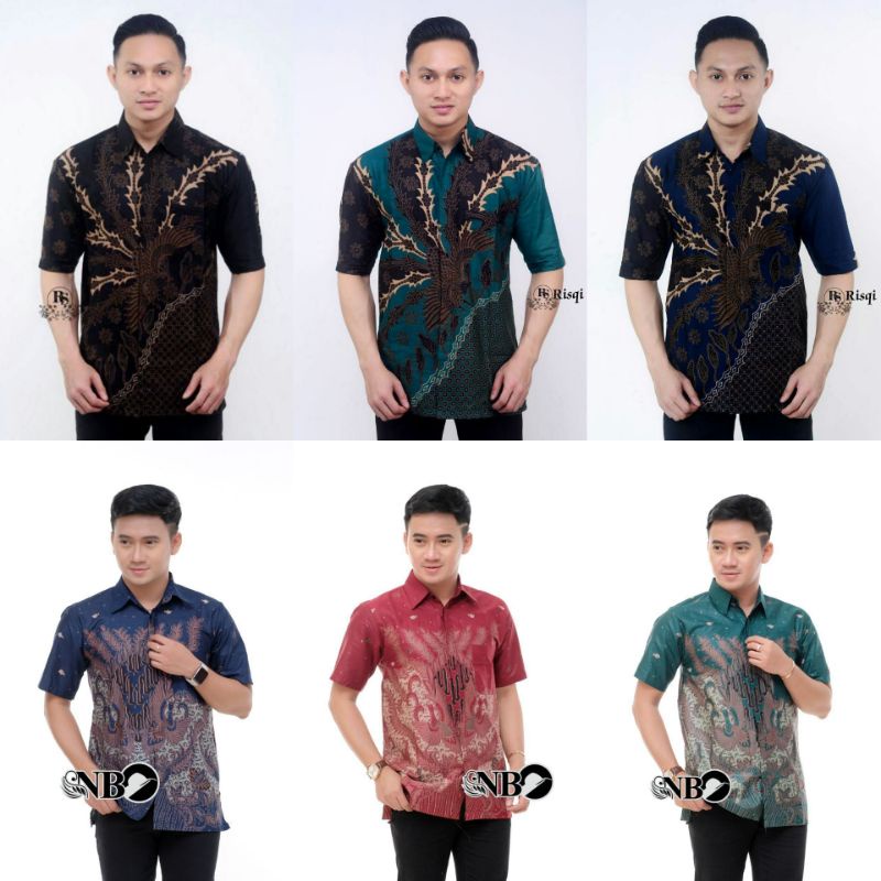 BSWART Batik HRB026 kenongo Hem Pendek Padi Pekalongan M L XL Batik Pria MURAH Modern Grosir