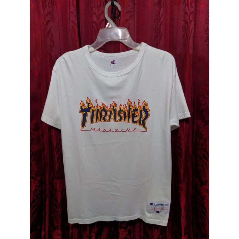 Thrasher Tharsher x Champion Original Champion EX Pabrik t shirt kaos