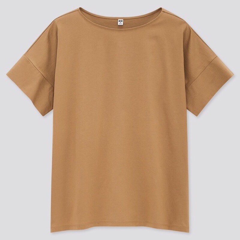UNIQLO WOMEN T-SHIRT KATUN MERCERIZED BOAT NECK (PDK)