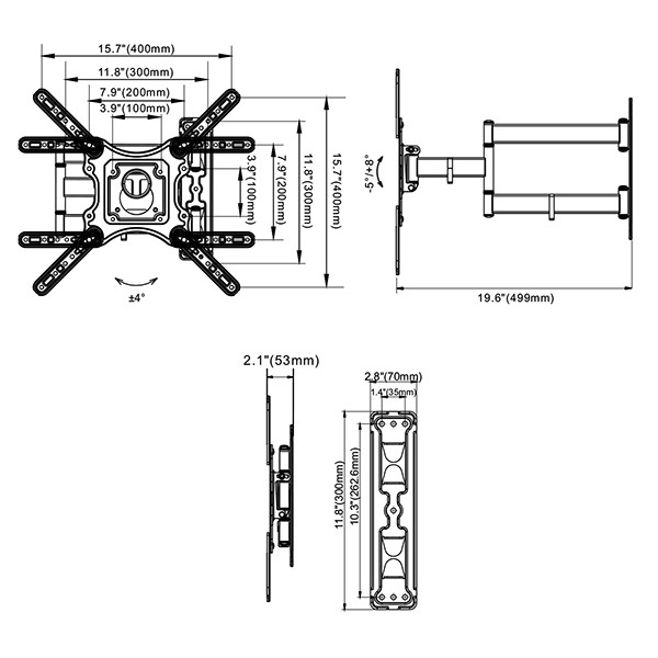 Bracket monitor bracket tv Lengan/swifle 32&quot;-55&quot; Import Quality P4