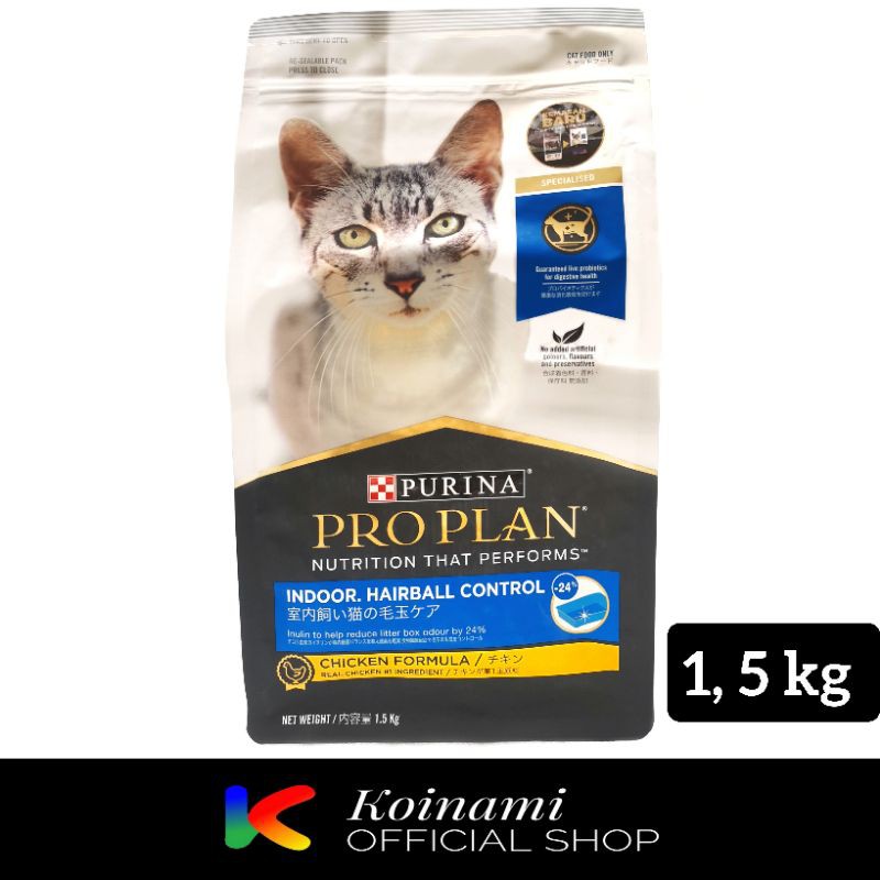 PROPLAN INDOOR, HAIRBALL CONTROL 1.5 KG / MAKANAN KUCING / CAT FOOD