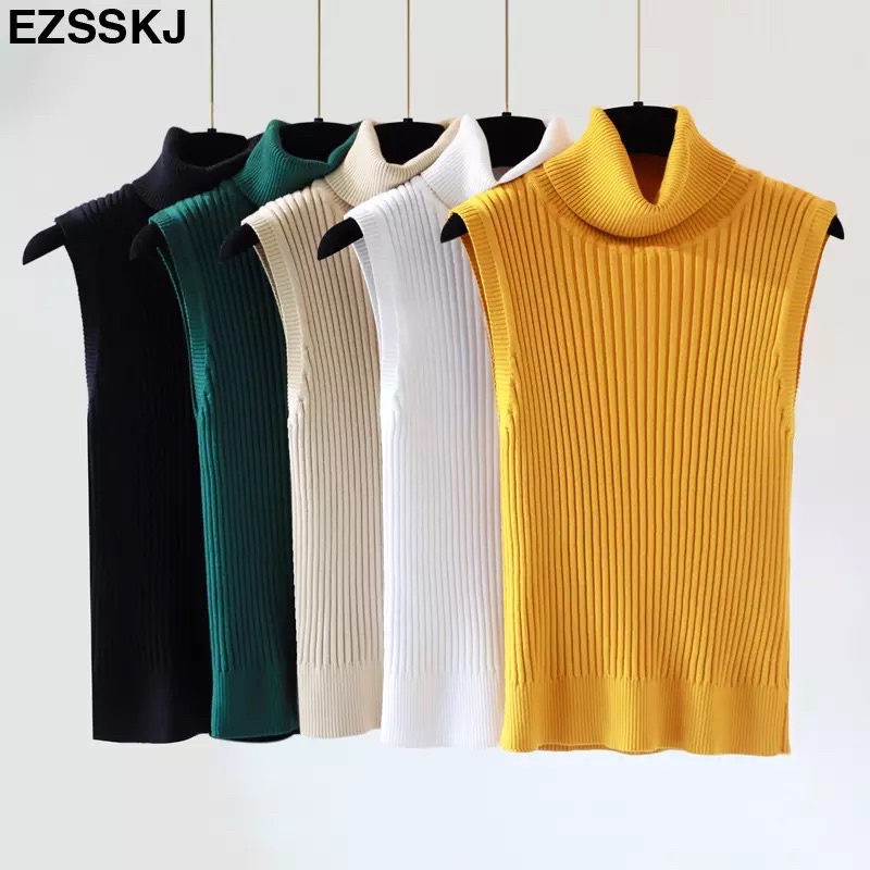 TurtleNeck Rajut Tanktop Kerah Tinggi