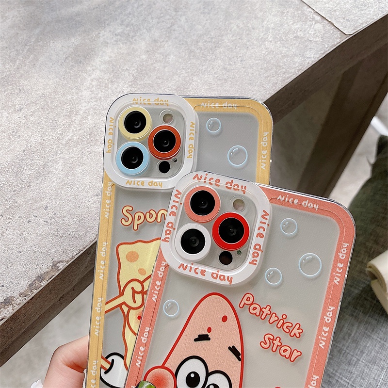 Pupil TPU soft case couple iphone 13 12 11 pro X Xs max 7 8 plus SE2020 fun cartoon sponge baby case iphone