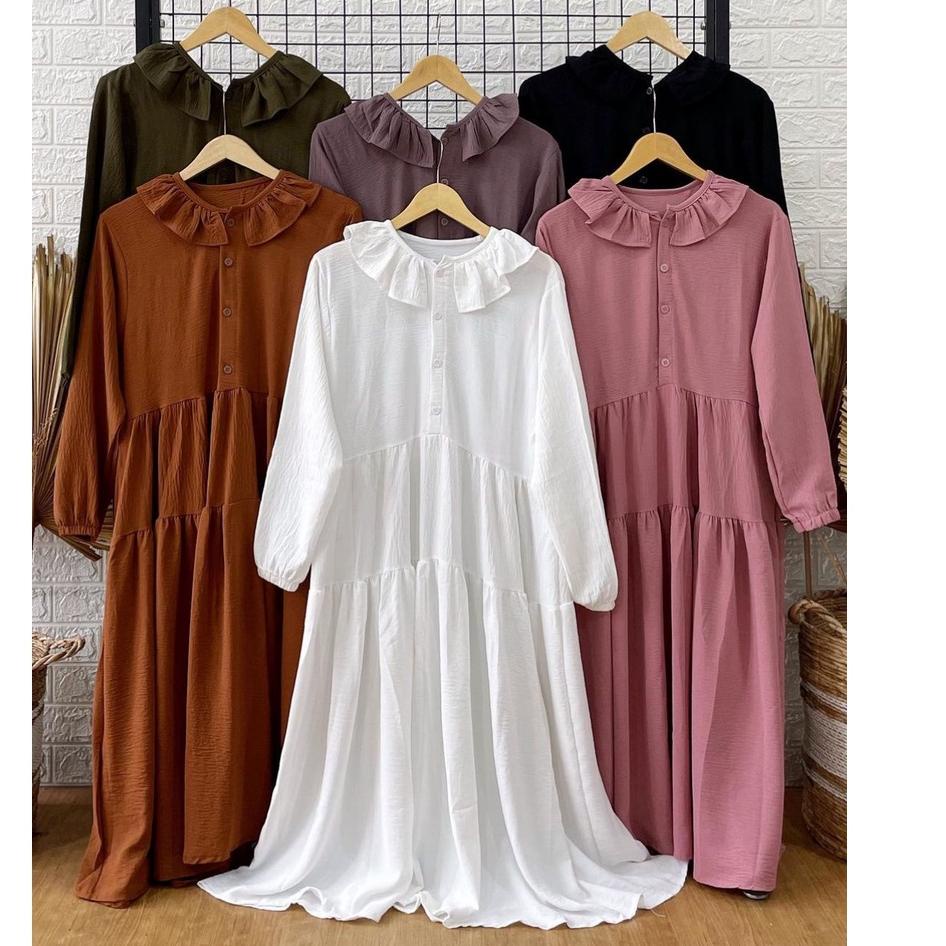 "Gnd31au22ᶜ" Innez Midi Dress Premium / Midi Dress Rayon Crincle Premium