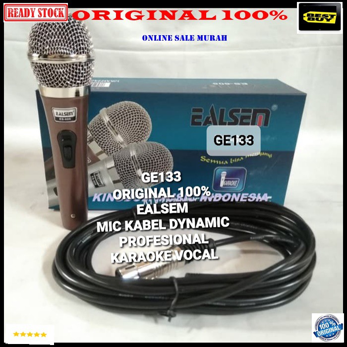 G133 Ealsem original 100% mic kabel dynamic Microphone cable karaoke mik vocal vokal profesional pro mikrophone musik music audio sistem sound system panggung dj studio  Tidak pakai baterai langsung colok aja  BISA DIGUNAKAN KE SEGALA ALAT AUDIO  Bahan AB