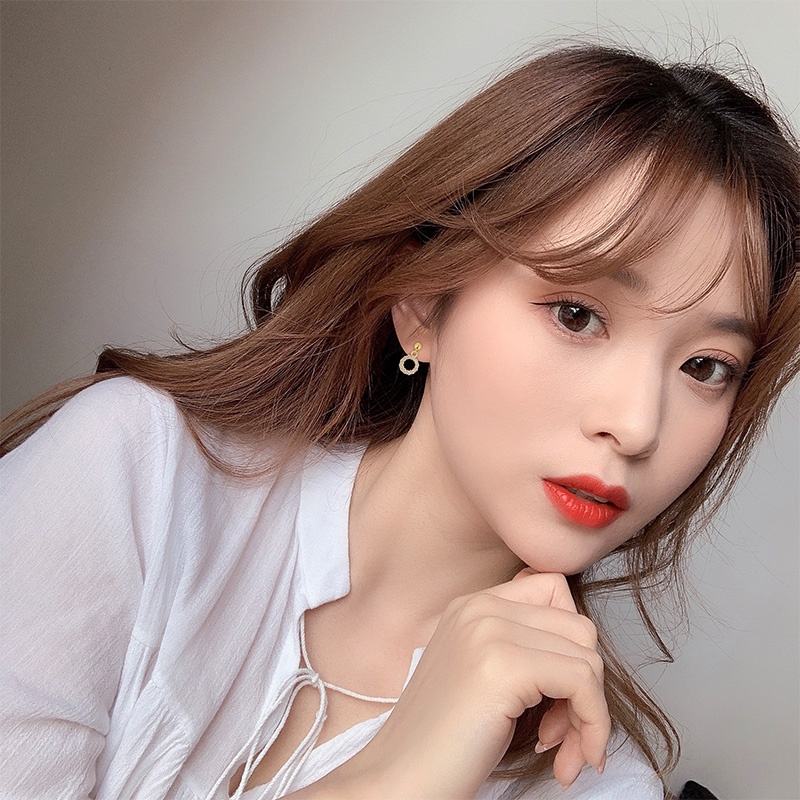 We Flower Korean Small Round Crystal Dangle Earrings for Women Girls Chic Ear Jewelry