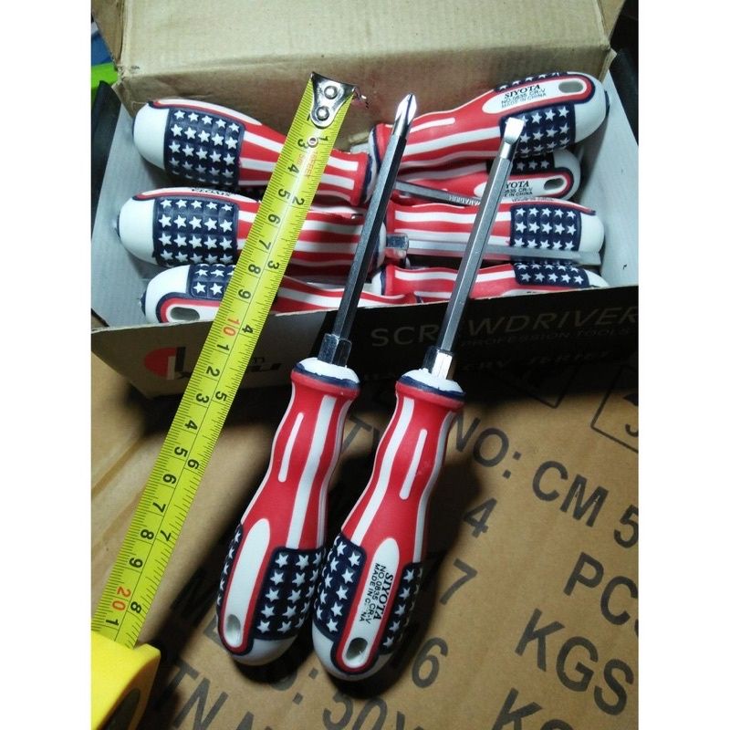 Obeng Bolak Balik Plus Minus Motif USA America Obeng Amerika bolak balik 4 inc Obeng Amerika 4 inch