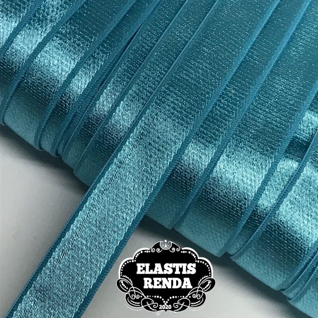 (Harga Per Meter) Tali Bra / Tali BH Glossy Biru Tosca Lebar 1,5cm
