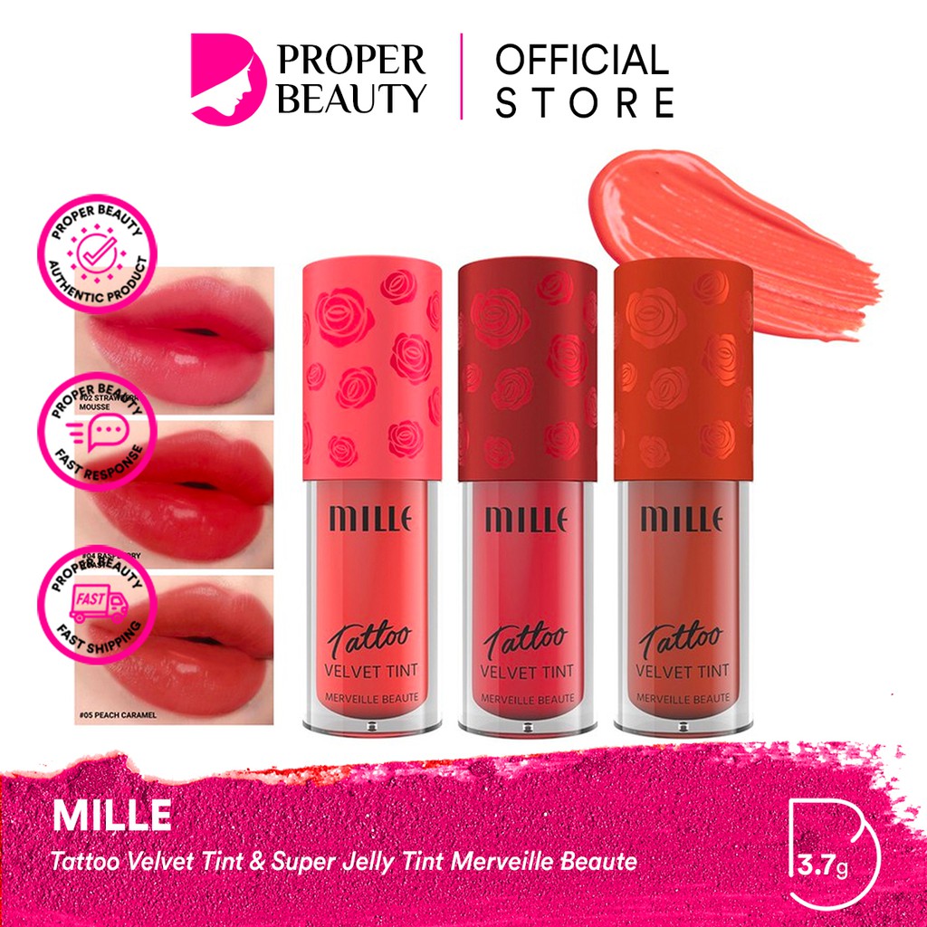 MILLE Tattoo Velvet Tint &amp; Super Jelly Tint Merveille Beaute Thailand / Lip / Lipstick / Matte