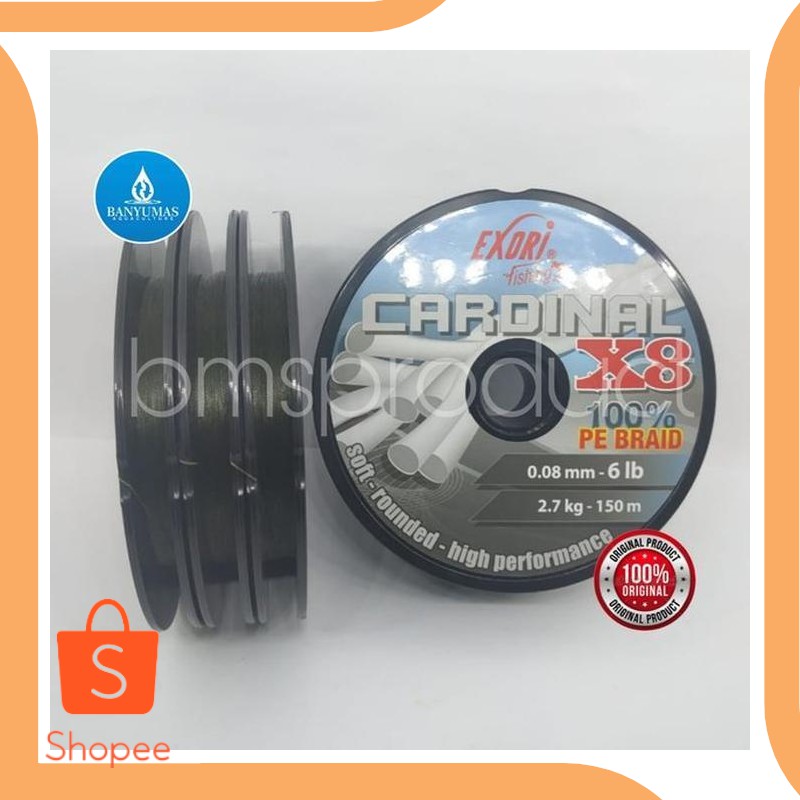 Dijual tools Senar Tali PE Exori Cardinal X8 Ukuran 0.08 mm 20DEZ Berkualitas