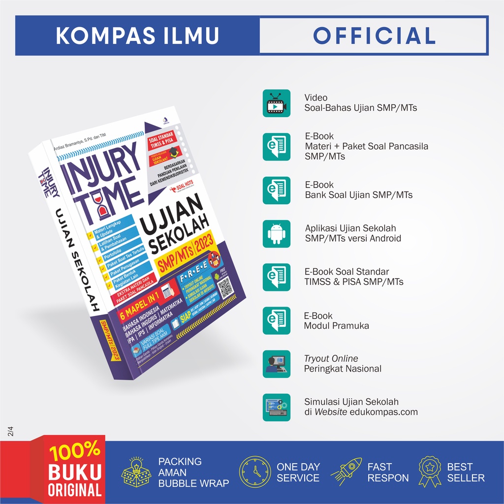 Kompas Ilmu Buku Injury Time US UJIAN SEKOLAH SMP/MTS 2023-2