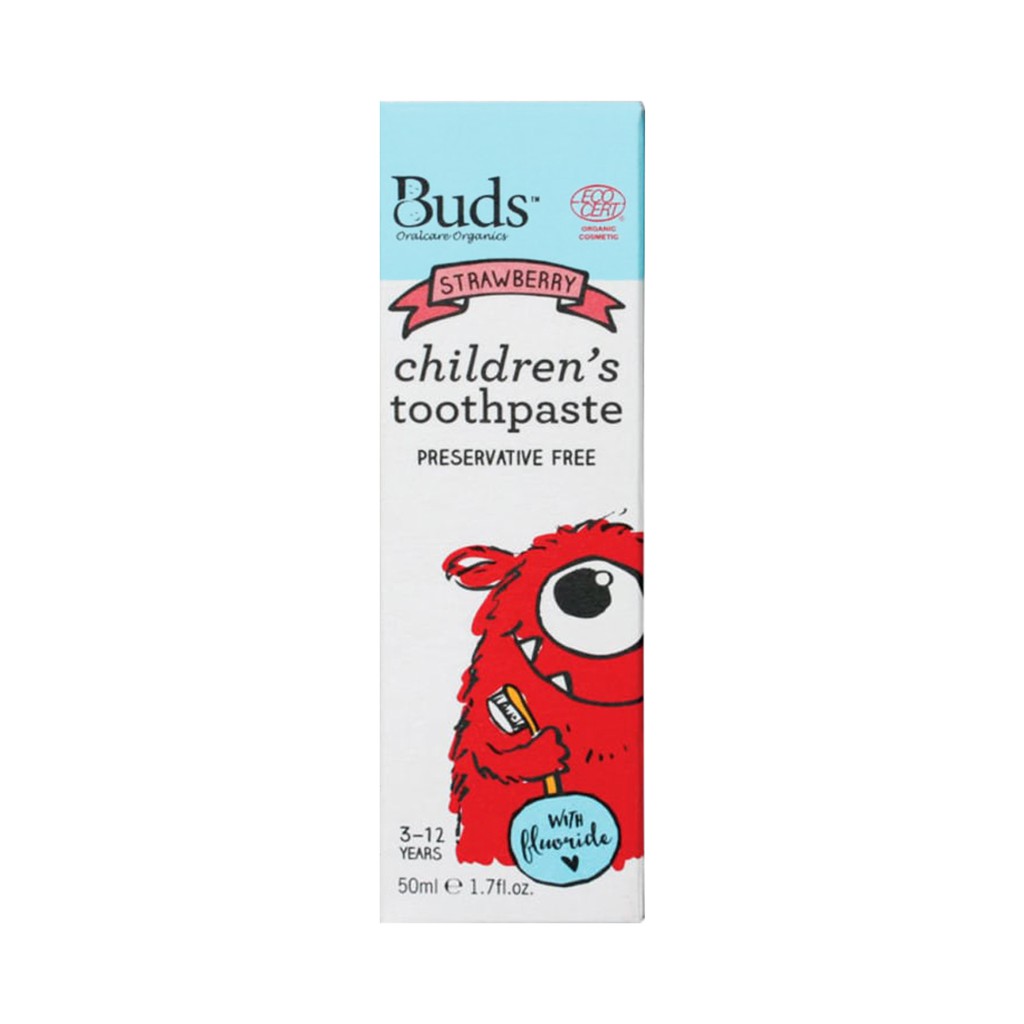 [PROMO] Buds Organics Children's Toothpaste With Fluoride Strawberry Past Gigi Anak 3-12 Tahun 50ml