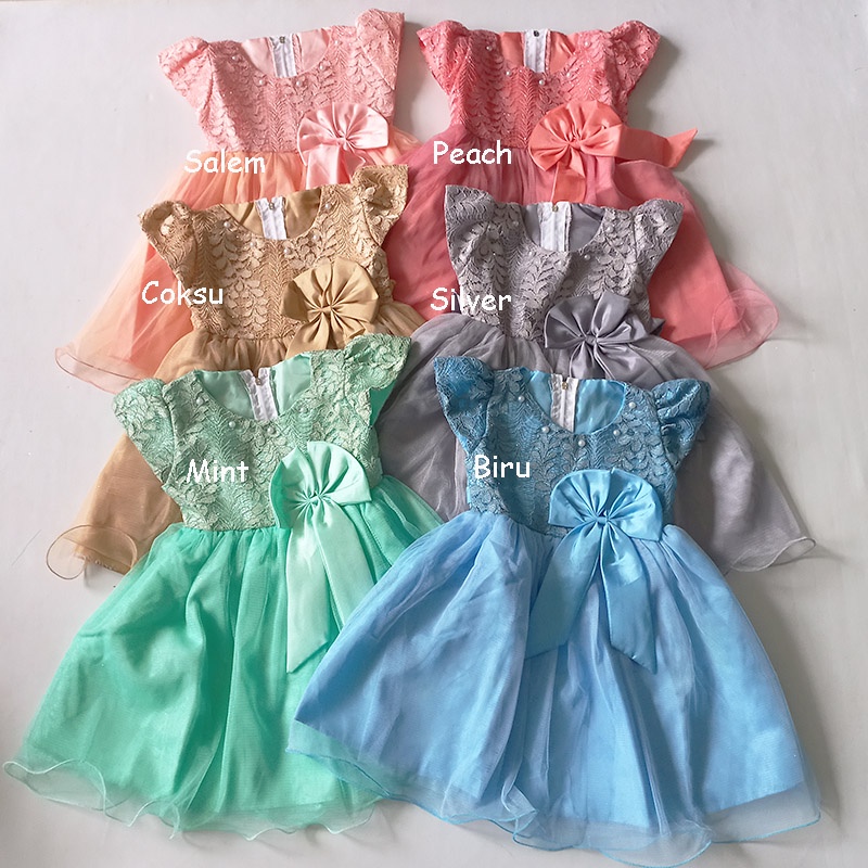 Dress Bayi Perempuan 1 Tahun Baju Bayi Perempuan 6 12 Bulan Gaun Brukat Bayi Import Bahan Poliester Brukat Mewah KA63