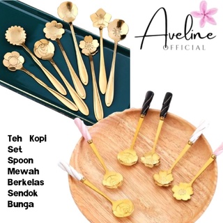 Jual Aveline Teh Kopi Set Tea Spoon Mewah Berkelas Sendok Bunga Sendok Teh Kopi Tea Spoon