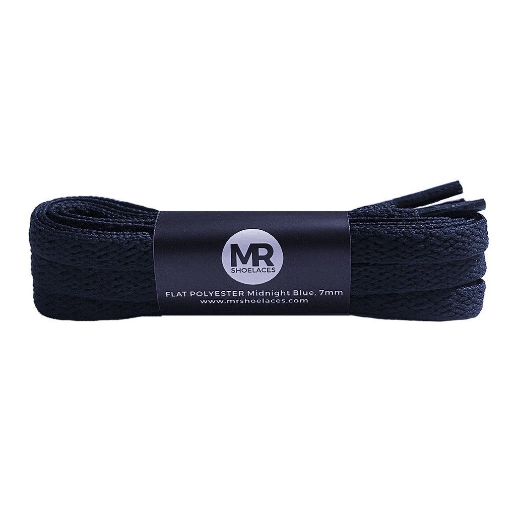 MR Shoelaces FP32 Biru Malam (Midnight Blue) Tali Sepatu Polyester Pipih Flat 7mm 80cm 90cm 100cm 120cm 130cm 150cm 180cm 200cm untuk Sneakers - Premium Shoelace