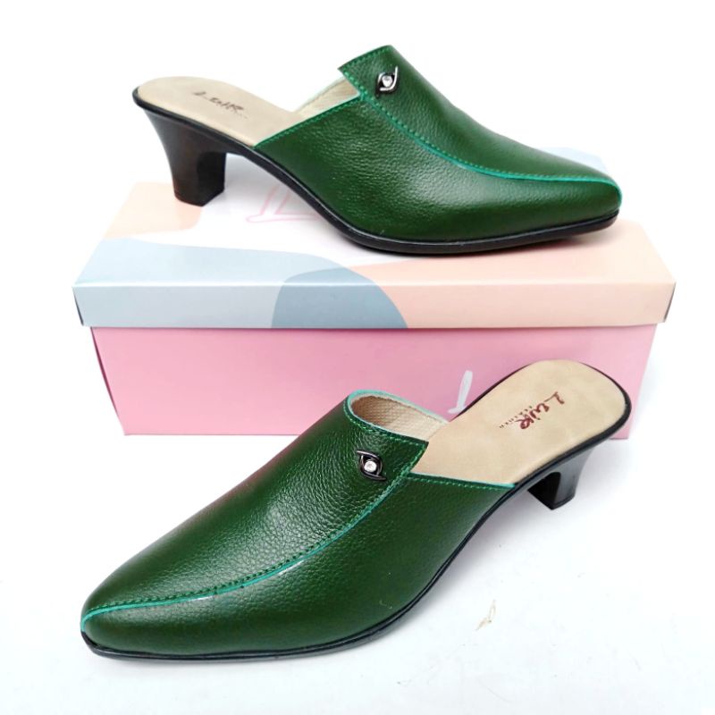 Sendal Sepatu Bustong Wanita kulit Asli|Tutong Bustong Wanita Kulit model Hak 5cm