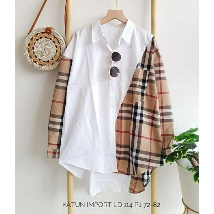 Burberry Top Combi, TOP /ATASAN WANITA CANTIK BAHAN KATUN IMPORT LD 112 TERMURAH TERLARIS