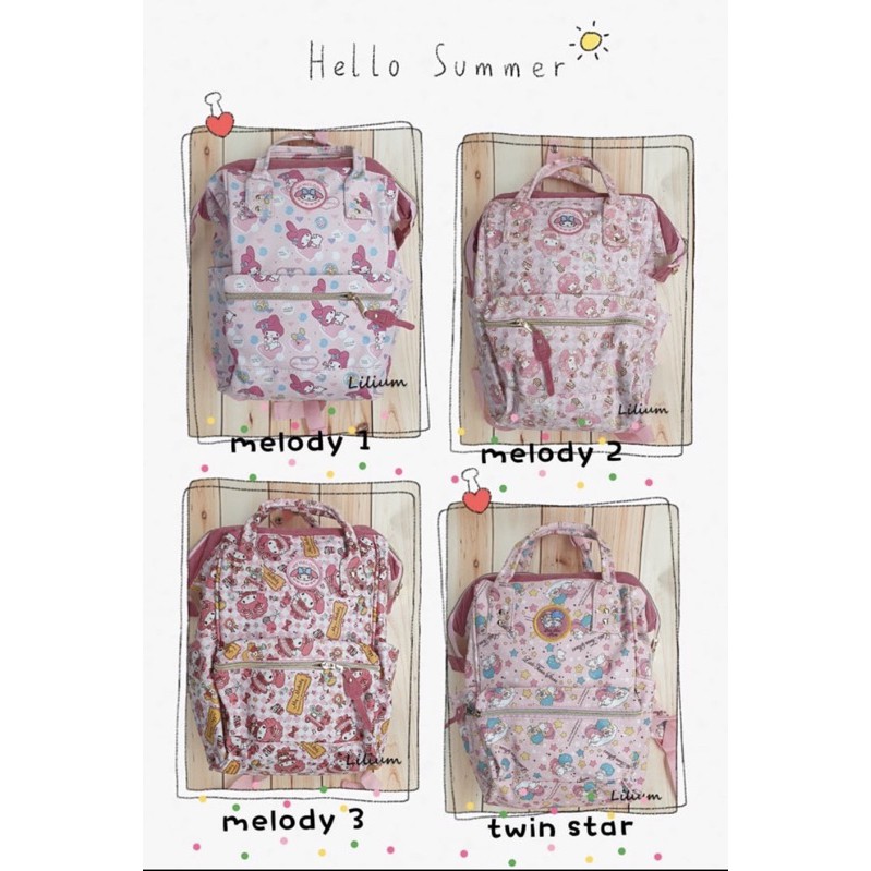 Tas Anello Hello Kitty My Melody Besar Bag - Tas Punggung - Backpack - Tas ransel Big tas wanita