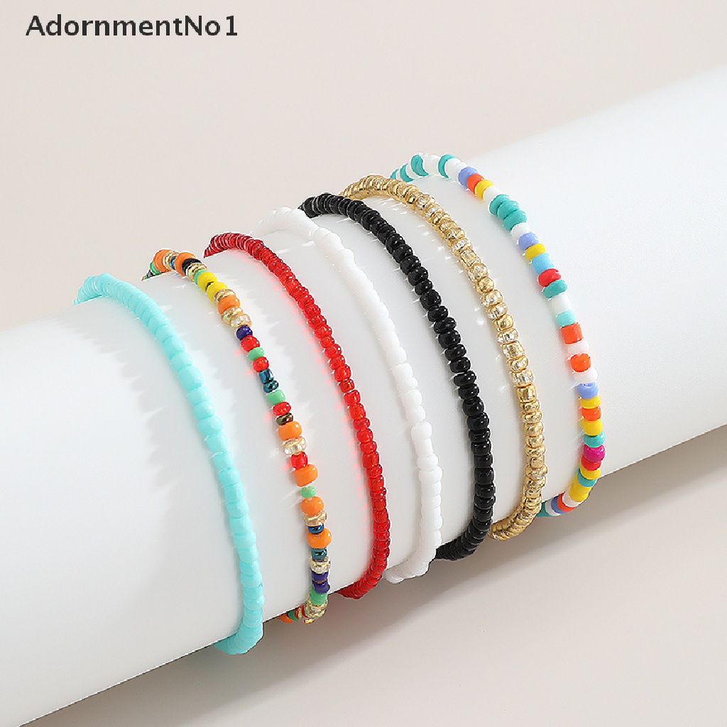 (AdornmentNo1) 7pcs / Set Gelang Tangan Elastis Gaya Bohemia Aksen Manik-Manik Warna-Warni Untuk Perhiasan Wanita