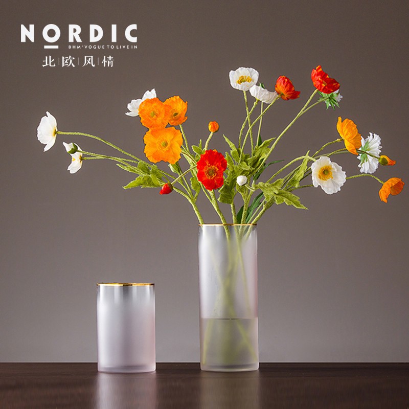 Nordic modern kaca transparan vas dekorasi ruang TV kabinet