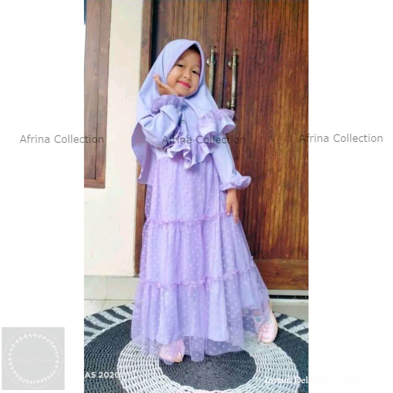 GAMIS TILE ANAK/GAMIS TILEDOT/BUSANA MUSLIM ANAK/GAUN PESTA ANAK/GAMIS ANAK SET/SET MUSLIM