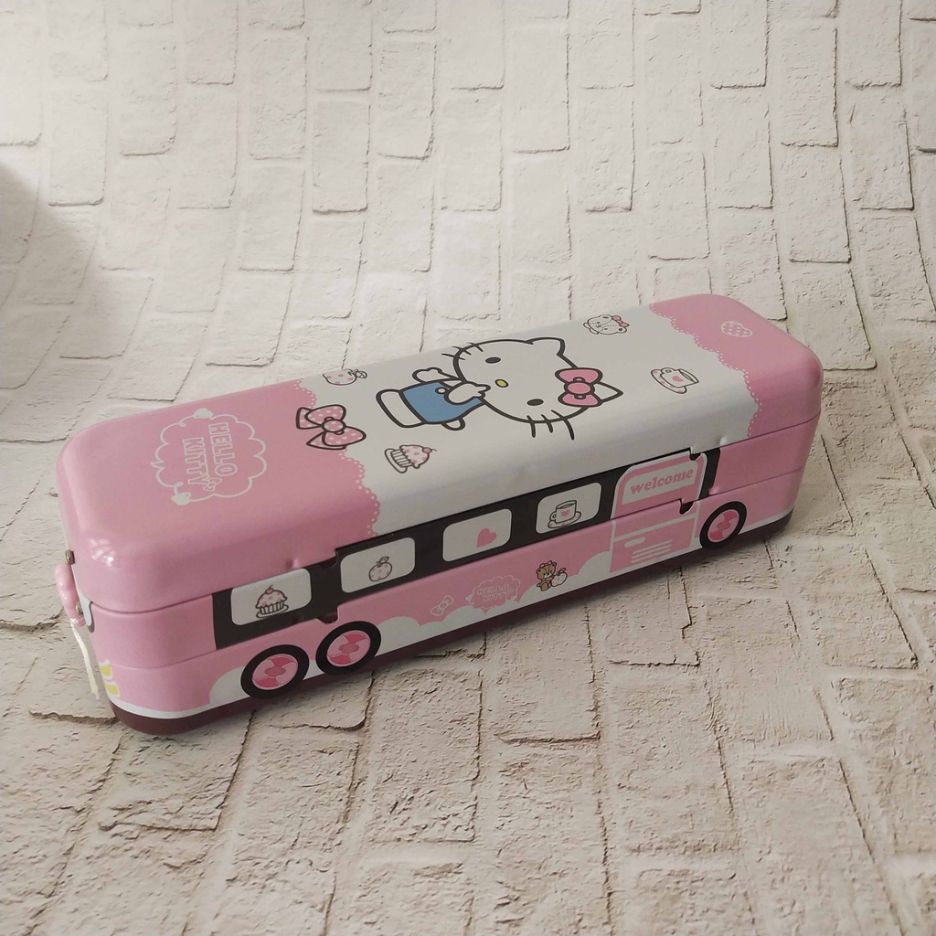 BABEE - TEMPAT PENSIL KOTAK PENSIL / PENCIL CASE HELLO KITTY / TEMPAT ALAT TULIS PINK MINIBUS