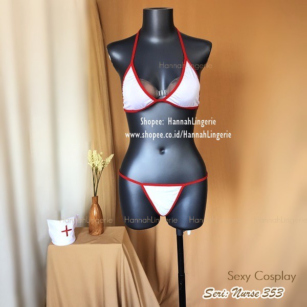 S-XL Lingerie Kostum Sexy Cosplay Nurse Costume Perawat Suster Ukuran S M L XL Bra Set 353